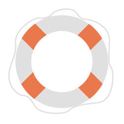 A lifesaver is shown in orange and white.